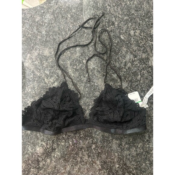 Intimately Free People Boho Mila Bralette Lace Tie Straps Black Size Large NWT - Picture 1 of 5